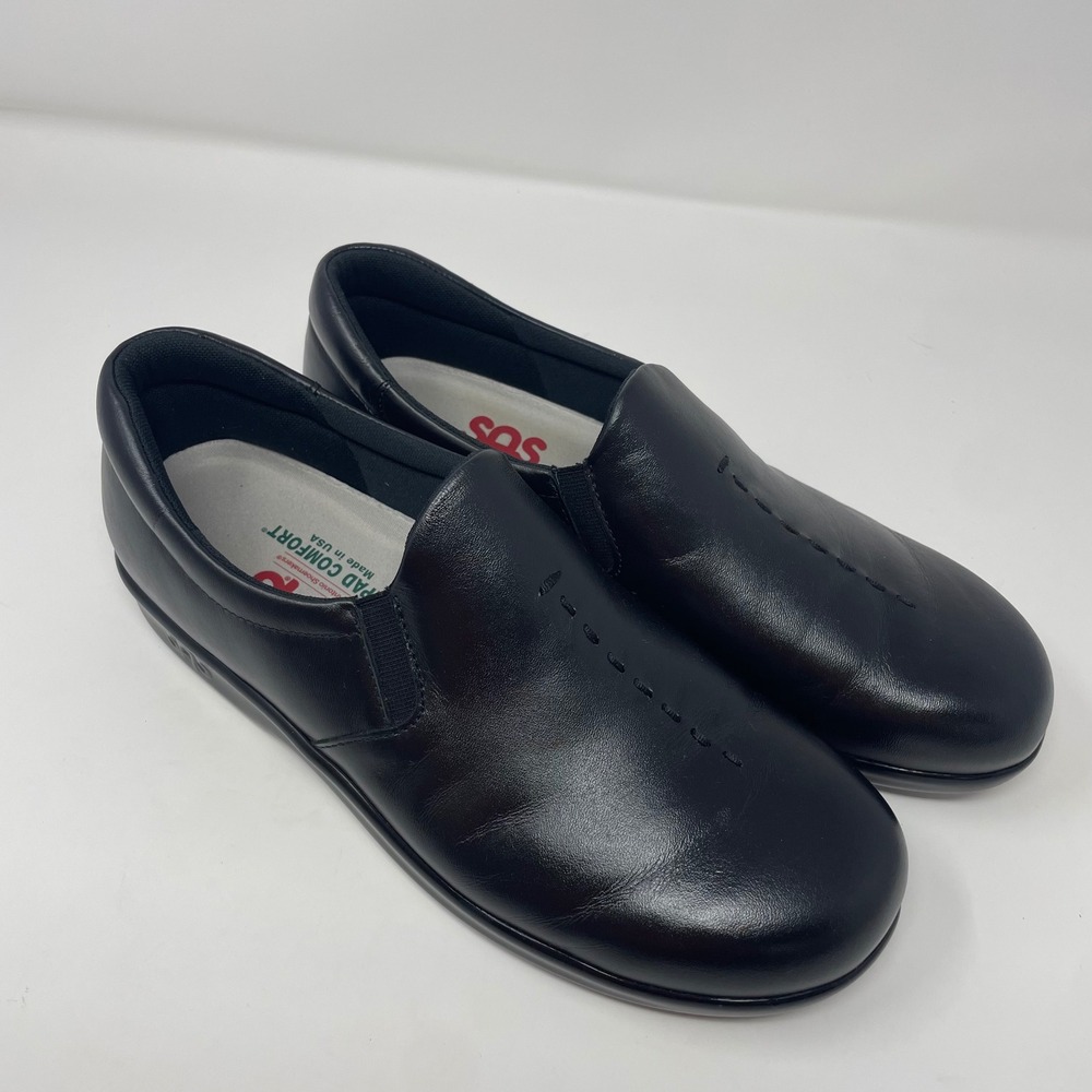 SAS Tripad Comfort Black Leather Slip On Loafers Shoes Womens 9 M Made in USA